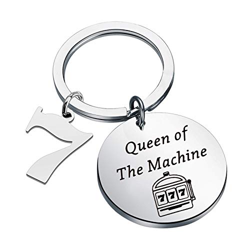 Slot Machine Inspired Keychain Queen of The Machine Gambling Jewelry Casino Lover Gifts Slot Machine Themed Gifts (Queen of The Machine)