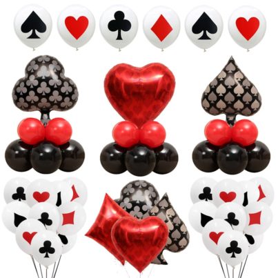 Spades/Hearts/Clubs/Diamonds Latex Balloon Casino Cards Dice Poker Party Decor Playing Cards Poker Aluminum Film Balloon
